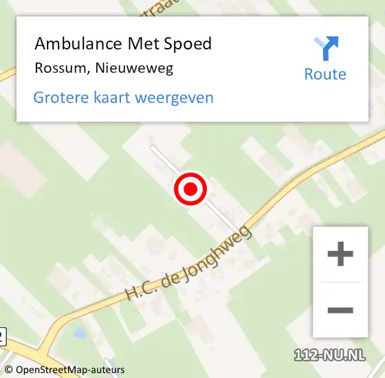 Locatie op kaart van de 112 melding: Ambulance Met Spoed Naar Rossum, Nieuweweg op 8 januari 2022 16:37