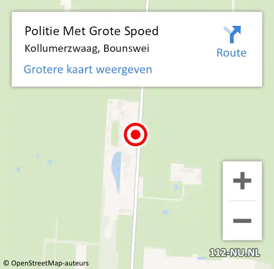 Locatie op kaart van de 112 melding: Politie Met Grote Spoed Naar Kollumerzwaag, Bounswei op 8 januari 2022 16:40