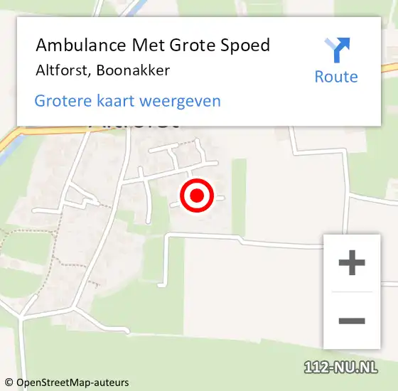 Locatie op kaart van de 112 melding: Ambulance Met Grote Spoed Naar Altforst, Boonakker op 8 januari 2022 16:43