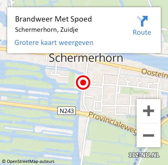 Locatie op kaart van de 112 melding: Brandweer Met Spoed Naar Schermerhorn, Zuidje op 4 juli 2014 17:32