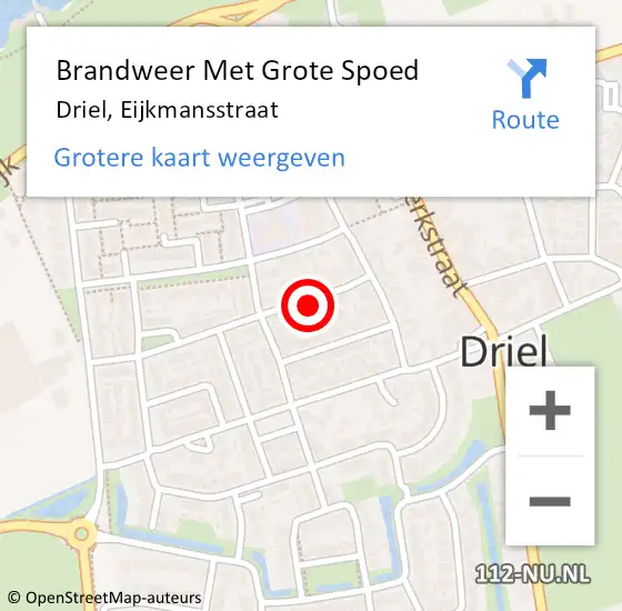 Locatie op kaart van de 112 melding: Brandweer Met Grote Spoed Naar Driel, Eijkmansstraat op 8 januari 2022 17:05