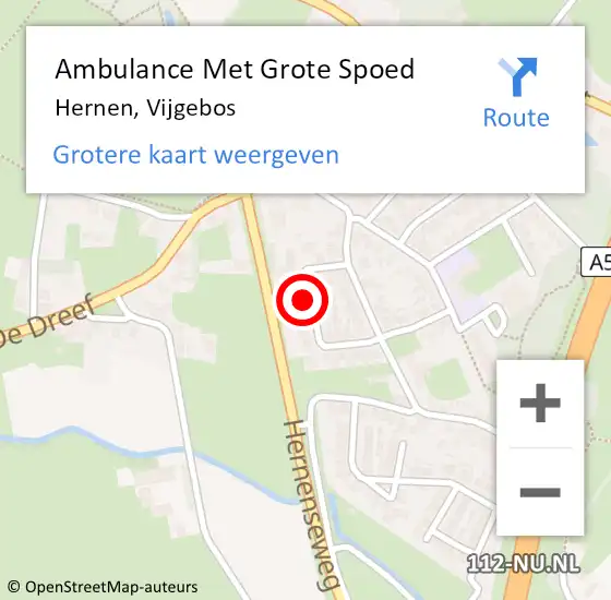 Locatie op kaart van de 112 melding: Ambulance Met Grote Spoed Naar Hernen, Vijgebos op 8 januari 2022 17:11