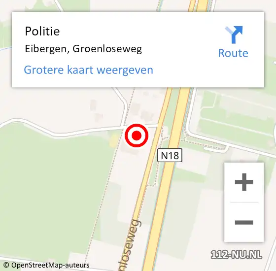 Locatie op kaart van de 112 melding: Politie Eibergen, Groenloseweg op 8 januari 2022 17:27