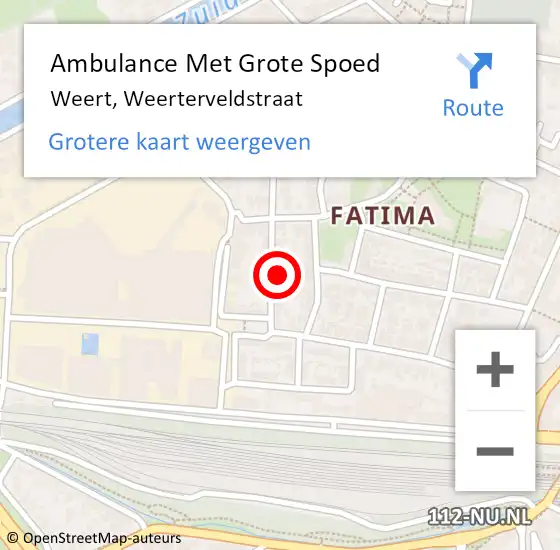 Locatie op kaart van de 112 melding: Ambulance Met Grote Spoed Naar Weert, Weerterveldstraat op 8 januari 2022 17:44