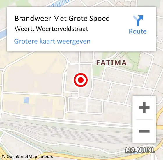 Locatie op kaart van de 112 melding: Brandweer Met Grote Spoed Naar Weert, Weerterveldstraat op 8 januari 2022 17:45