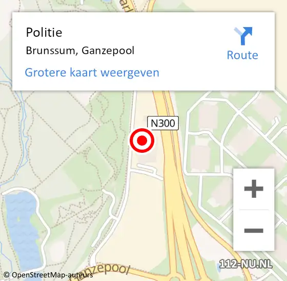 Locatie op kaart van de 112 melding: Politie Brunssum, Ganzepool op 8 januari 2022 17:45