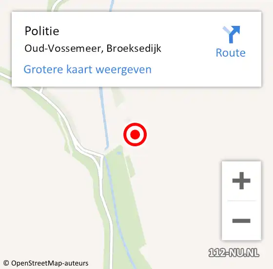 Locatie op kaart van de 112 melding: Politie Oud-Vossemeer, Broeksedijk op 8 januari 2022 17:49