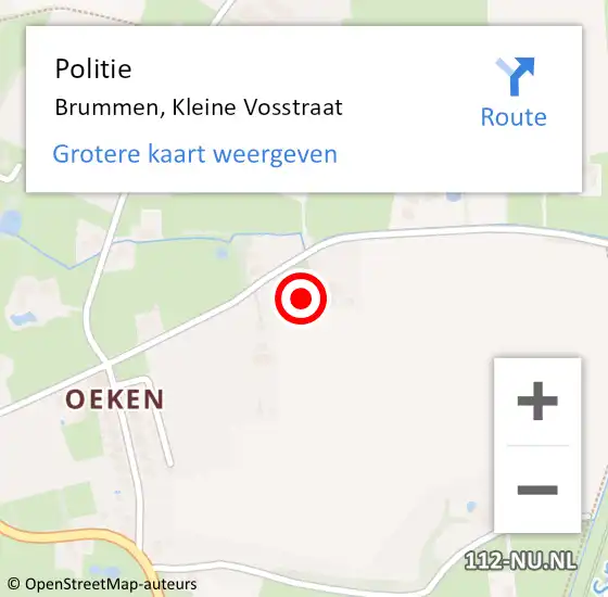 Locatie op kaart van de 112 melding: Politie Brummen, Kleine Vosstraat op 8 januari 2022 18:07