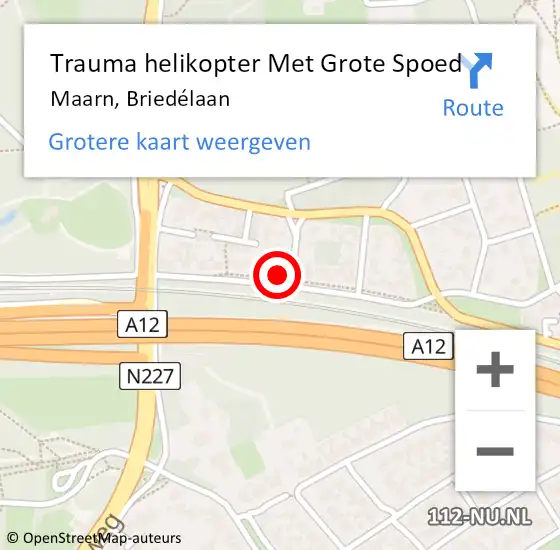 Locatie op kaart van de 112 melding: Trauma helikopter Met Grote Spoed Naar Maarn, Briedélaan op 8 januari 2022 18:35