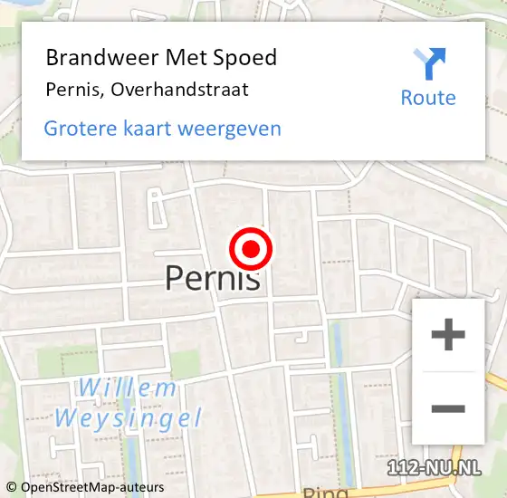 Locatie op kaart van de 112 melding: Brandweer Met Spoed Naar Pernis, Overhandstraat op 8 januari 2022 19:08