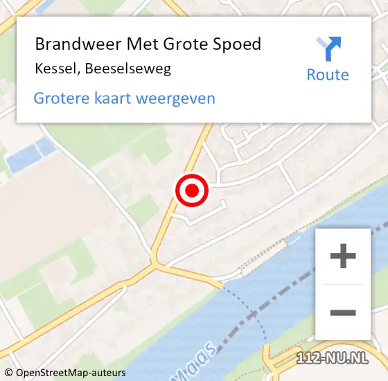 Locatie op kaart van de 112 melding: Brandweer Met Grote Spoed Naar Kessel, Beeselseweg op 8 januari 2022 19:13