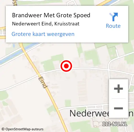 Locatie op kaart van de 112 melding: Brandweer Met Grote Spoed Naar Nederweert Eind, Kruisstraat op 8 januari 2022 19:14