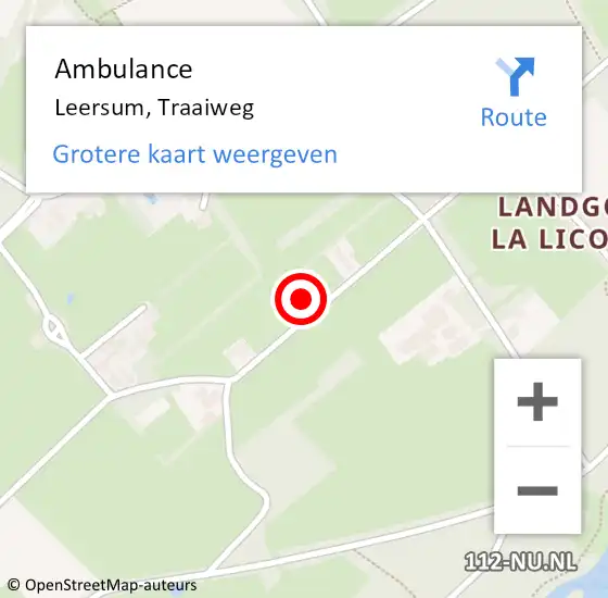 Locatie op kaart van de 112 melding: Ambulance Leersum, Traaiweg op 4 juli 2014 17:45