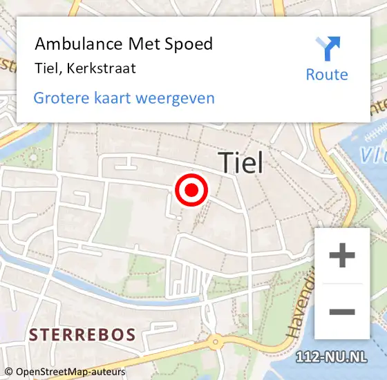Locatie op kaart van de 112 melding: Ambulance Met Spoed Naar Tiel, Kerkstraat op 8 januari 2022 19:51