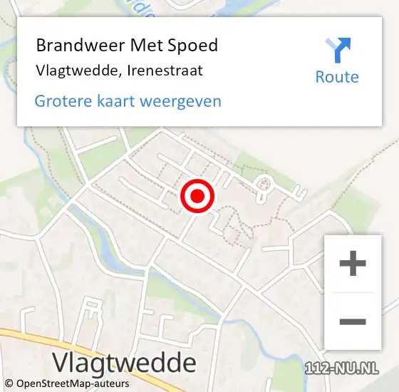 Locatie op kaart van de 112 melding: Brandweer Met Spoed Naar Vlagtwedde, Irenestraat op 8 januari 2022 20:36