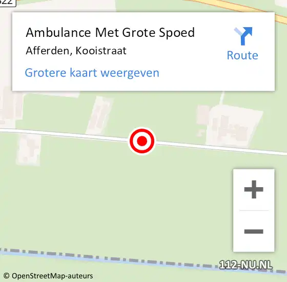 Locatie op kaart van de 112 melding: Ambulance Met Grote Spoed Naar Afferden, Kooistraat op 8 januari 2022 20:40