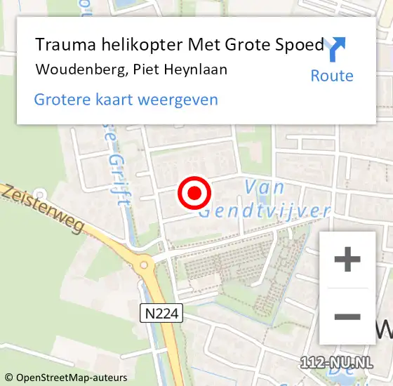 Locatie op kaart van de 112 melding: Trauma helikopter Met Grote Spoed Naar Woudenberg, Piet Heynlaan op 8 januari 2022 20:54