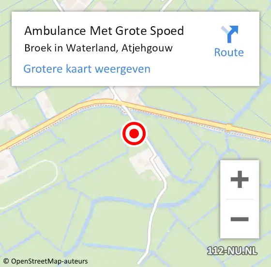 Locatie op kaart van de 112 melding: Ambulance Met Grote Spoed Naar Broek in Waterland, Atjehgouw op 4 juli 2014 17:50