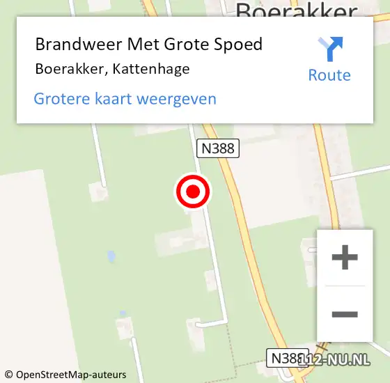 Locatie op kaart van de 112 melding: Brandweer Met Grote Spoed Naar Boerakker, Kattenhage op 8 januari 2022 21:07