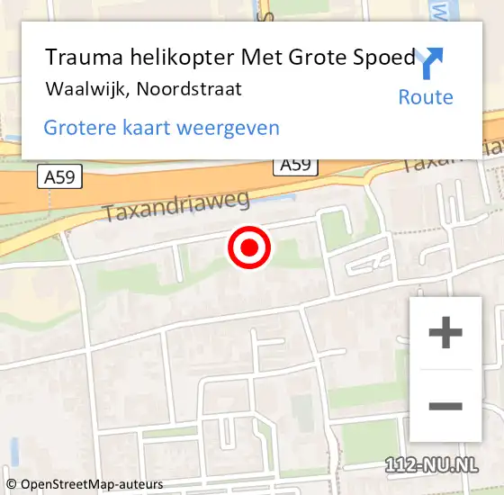 Locatie op kaart van de 112 melding: Trauma helikopter Met Grote Spoed Naar Waalwijk, Noordstraat op 8 januari 2022 21:11