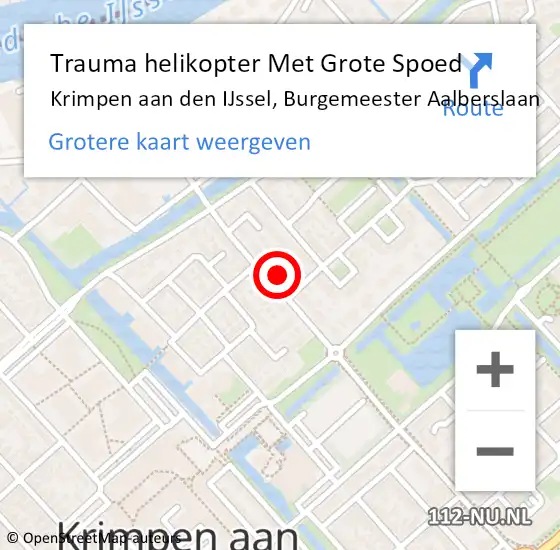 Locatie op kaart van de 112 melding: Trauma helikopter Met Grote Spoed Naar Krimpen aan den IJssel, Burgemeester Aalberslaan op 8 januari 2022 21:28