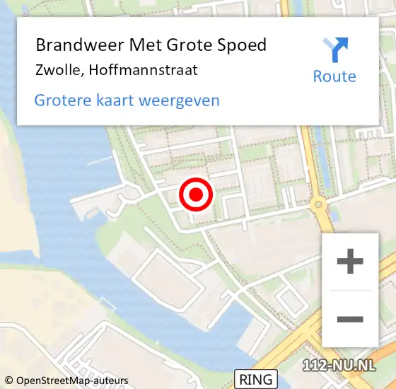 Locatie op kaart van de 112 melding: Brandweer Met Grote Spoed Naar Zwolle, Hoffmannstraat op 8 januari 2022 21:31