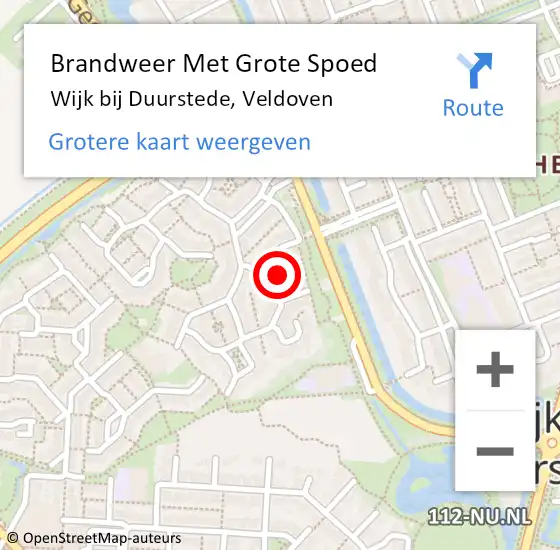 Locatie op kaart van de 112 melding: Brandweer Met Grote Spoed Naar Wijk bij Duurstede, Veldoven op 8 januari 2022 21:47