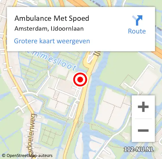 Locatie op kaart van de 112 melding: Ambulance Met Spoed Naar Amsterdam, IJdoornlaan op 8 januari 2022 22:00