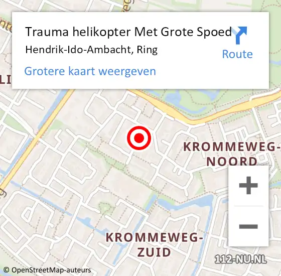 Locatie op kaart van de 112 melding: Trauma helikopter Met Grote Spoed Naar Hendrik-Ido-Ambacht, Ring op 8 januari 2022 22:29
