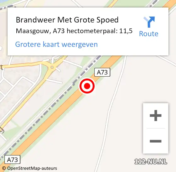 Locatie op kaart van de 112 melding: Brandweer Met Grote Spoed Naar Maasgouw, A73 hectometerpaal: 11,5 op 8 januari 2022 22:41