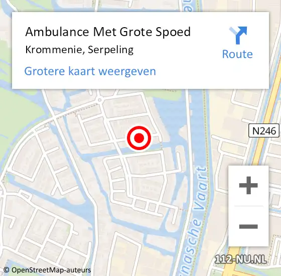 Locatie op kaart van de 112 melding: Ambulance Met Grote Spoed Naar Krommenie, Serpeling op 8 januari 2022 22:55