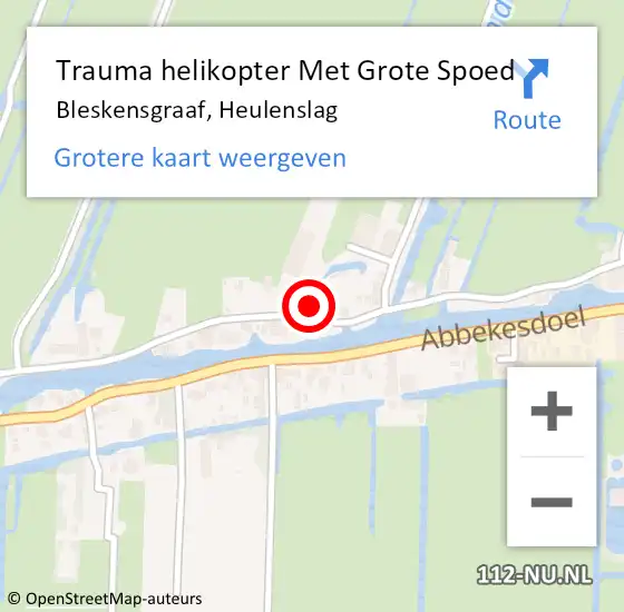 Locatie op kaart van de 112 melding: Trauma helikopter Met Grote Spoed Naar Bleskensgraaf, Heulenslag op 8 januari 2022 23:23