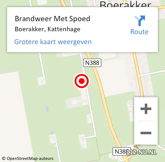 Locatie op kaart van de 112 melding: Brandweer Met Spoed Naar Boerakker, Kattenhage op 8 januari 2022 23:34