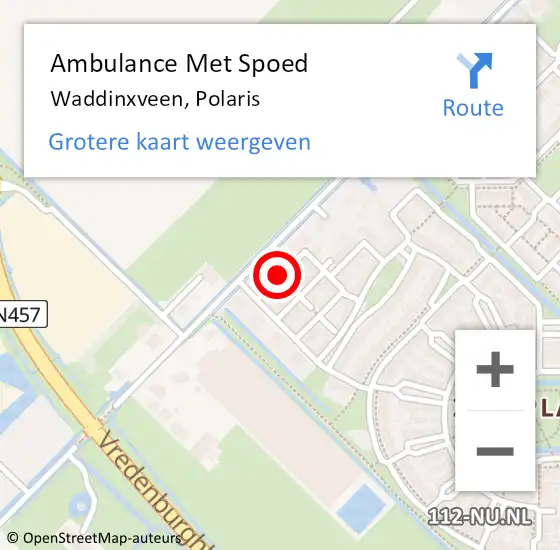 Locatie op kaart van de 112 melding: Ambulance Met Spoed Naar Waddinxveen, Polaris op 8 januari 2022 23:40