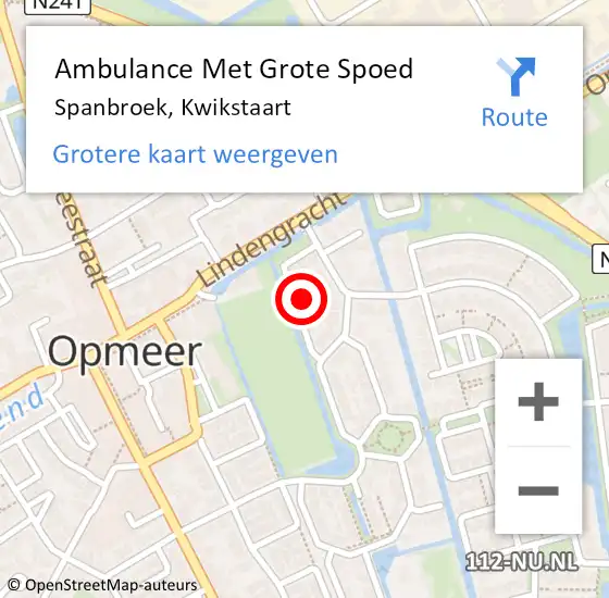 Locatie op kaart van de 112 melding: Ambulance Met Grote Spoed Naar Spanbroek, Kwikstaart op 9 januari 2022 01:03