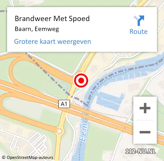 Locatie op kaart van de 112 melding: Brandweer Met Spoed Naar Baarn, Eemweg op 9 januari 2022 01:59