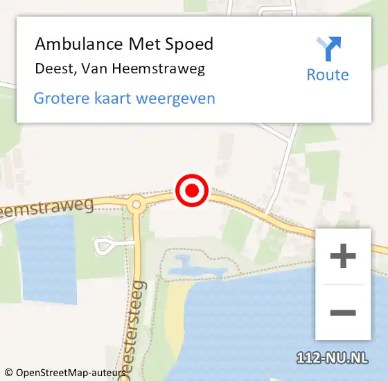 Locatie op kaart van de 112 melding: Ambulance Met Spoed Naar Deest, Van Heemstraweg op 9 januari 2022 02:08