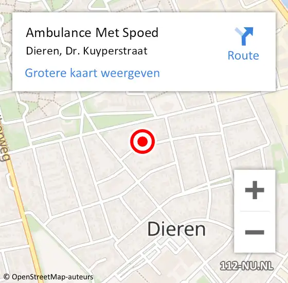 Locatie op kaart van de 112 melding: Ambulance Met Spoed Naar Dieren, Dr. Kuyperstraat op 9 januari 2022 02:57
