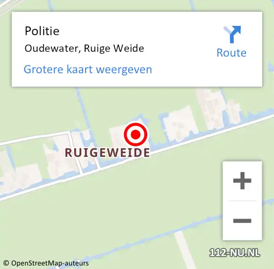 Locatie op kaart van de 112 melding: Politie Oudewater, Ruige Weide op 9 januari 2022 04:37