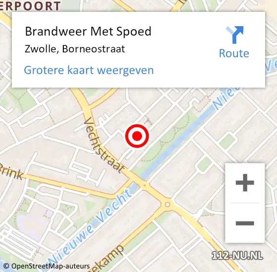 Locatie op kaart van de 112 melding: Brandweer Met Spoed Naar Zwolle, Borneostraat op 9 januari 2022 05:01