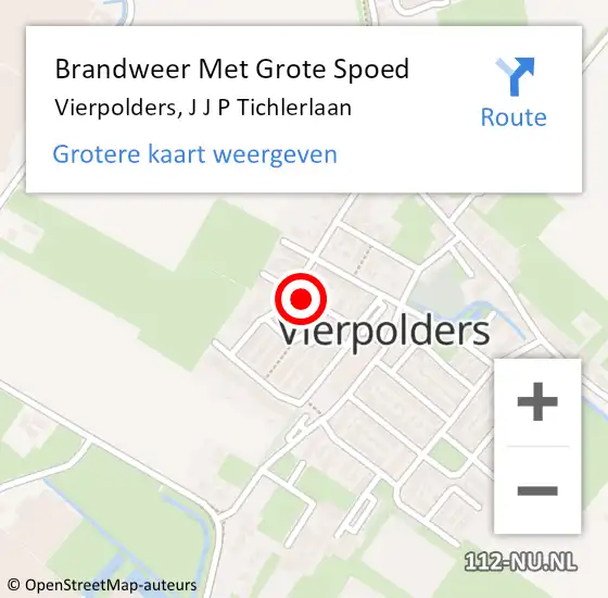 Locatie op kaart van de 112 melding: Brandweer Met Grote Spoed Naar Vierpolders, J J P Tichlerlaan op 9 januari 2022 06:00