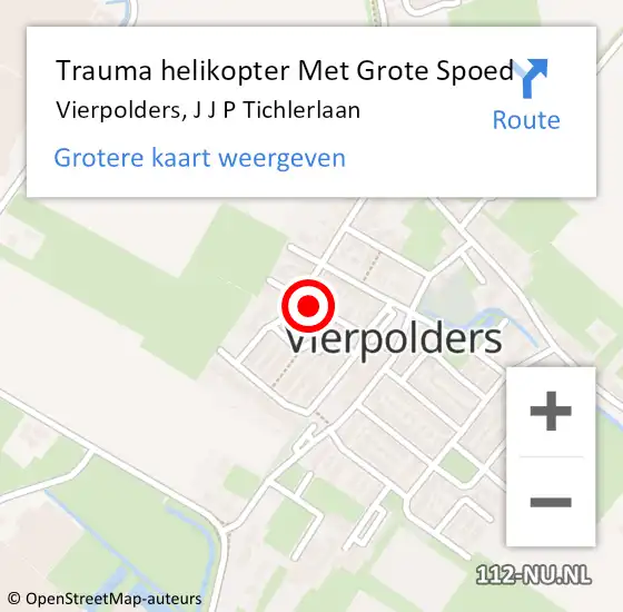 Locatie op kaart van de 112 melding: Trauma helikopter Met Grote Spoed Naar Vierpolders, J J P Tichlerlaan op 9 januari 2022 06:01