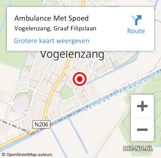 Locatie op kaart van de 112 melding: Ambulance Met Spoed Naar Vogelenzang, Graaf Filipslaan op 9 januari 2022 06:56