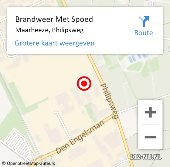 Locatie op kaart van de 112 melding: Brandweer Met Spoed Naar Maarheeze, Philipsweg op 9 januari 2022 08:02