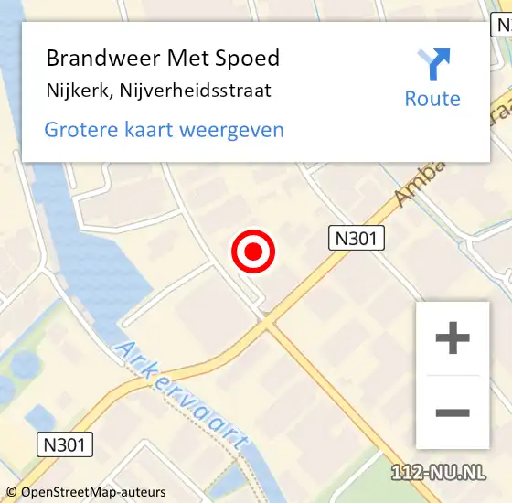 Locatie op kaart van de 112 melding: Brandweer Met Spoed Naar Nijkerk, Nijverheidsstraat op 9 januari 2022 08:06