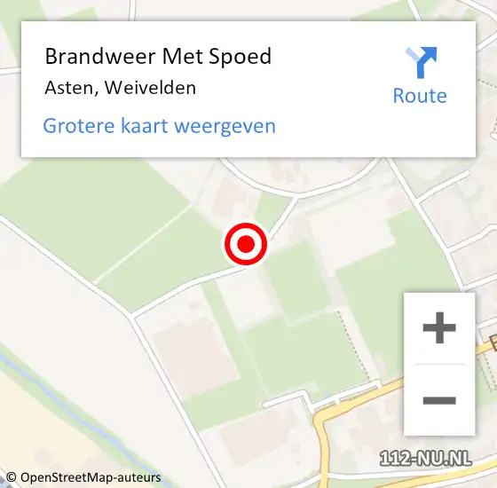 Locatie op kaart van de 112 melding: Brandweer Met Spoed Naar Asten, Weivelden op 9 januari 2022 08:29