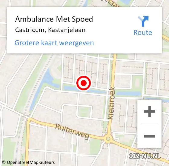 Locatie op kaart van de 112 melding: Ambulance Met Spoed Naar Castricum, Kastanjelaan op 9 januari 2022 08:59
