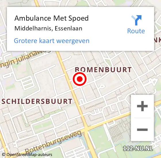 Locatie op kaart van de 112 melding: Ambulance Met Spoed Naar Middelharnis, Essenlaan op 9 januari 2022 09:51