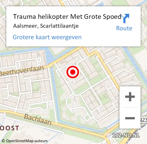 Locatie op kaart van de 112 melding: Trauma helikopter Met Grote Spoed Naar Aalsmeer, Scarlattilaantje op 9 januari 2022 10:04