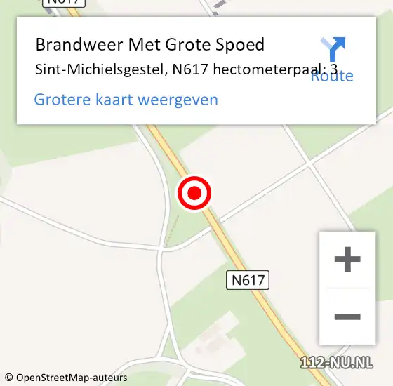 Locatie op kaart van de 112 melding: Brandweer Met Grote Spoed Naar Sint-Michielsgestel, N617 hectometerpaal: 3 op 9 januari 2022 12:02